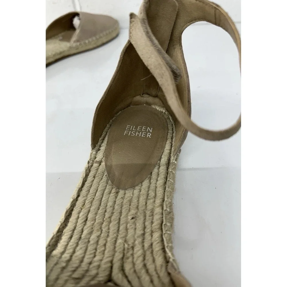 Eileen Fisher Espadrille Size 10 Tumbled Metallic Leather Flat Shoes‎